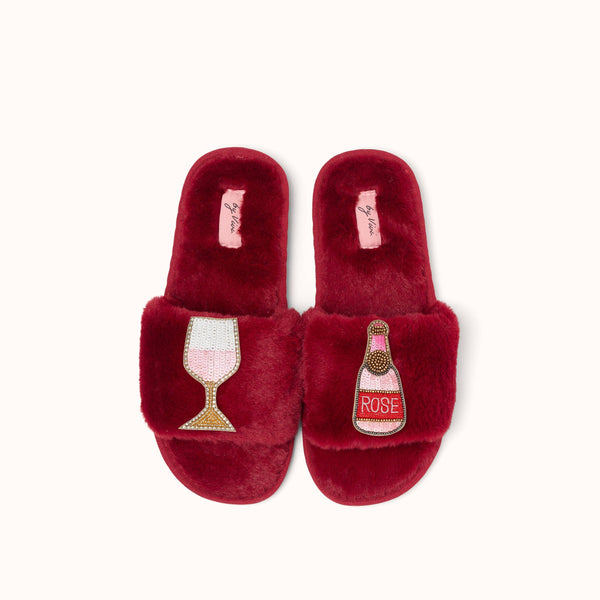Paar pantoffelbroches - Roséwijn