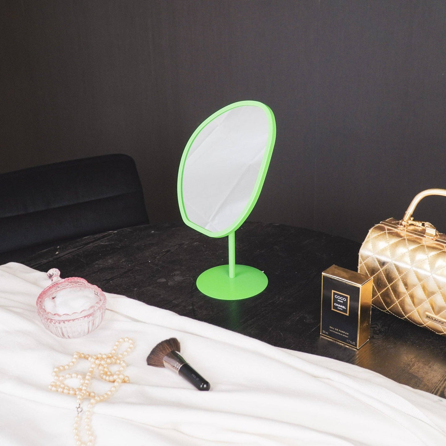 Make-upspiegel - Rond - Groen - 16,5 x 12 x 31,5 cm