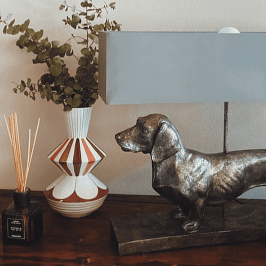 Frank Silver/Grey Dachshund Table Lamp, Poly, 60 x 14 x 48.5 cm