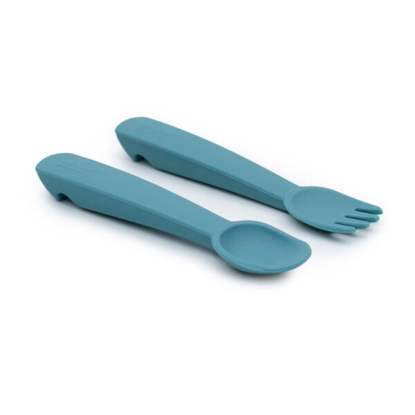 Eendenblauw babybestekset
