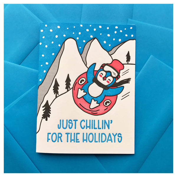 Carte de vœux Pingouin « Just Chillin' for the Holidays »