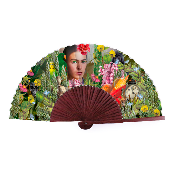 Éventail en bambou décoré Frida Kahlo