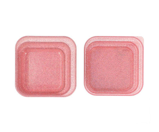 3 Shiny Pink Glitter Lunch Boxes