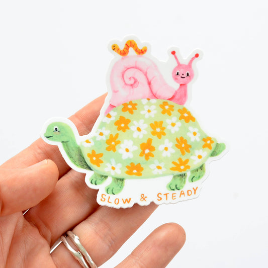 "Slow and Steady" sticker