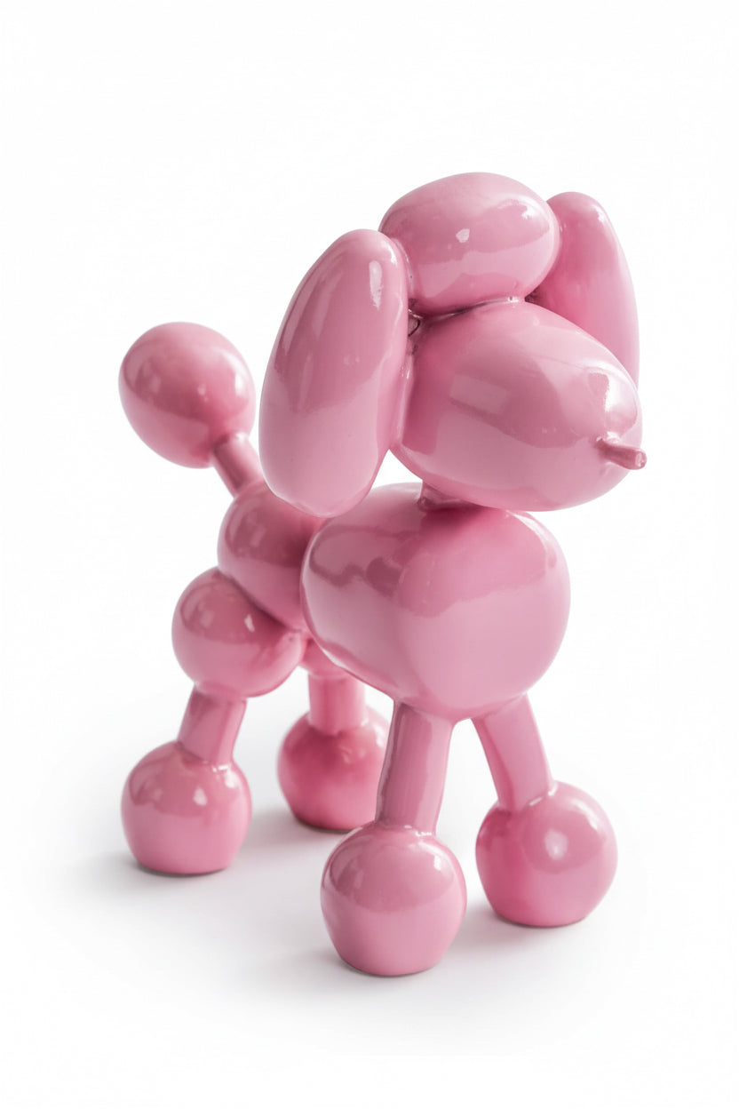 Decorative Poodle Figurine Pink Balloon