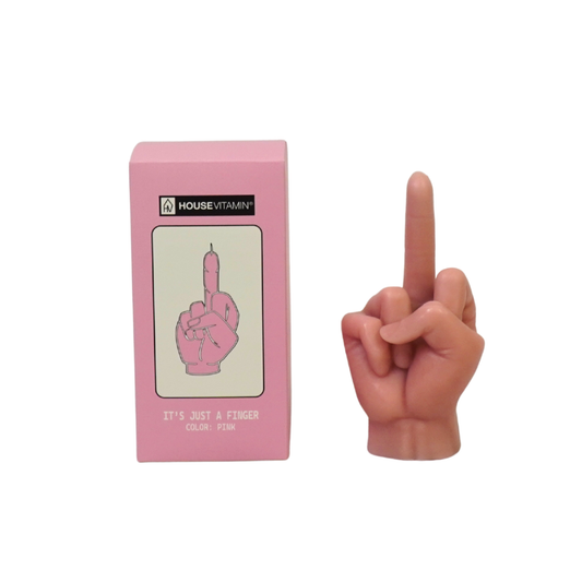 Candle - Middle Finger - Wax - Pink - 310 grams - 10x9x17cm