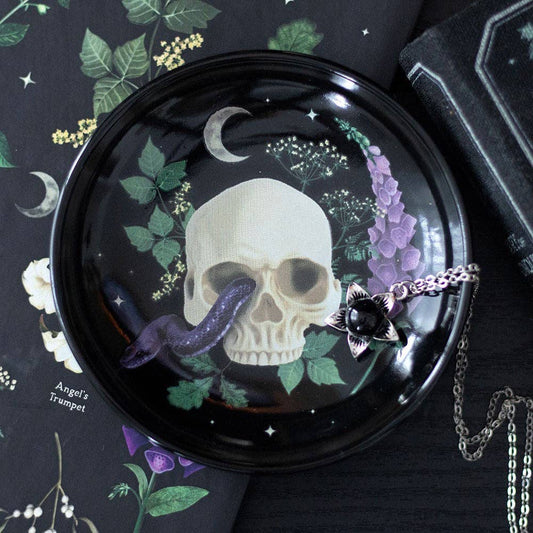 Venom & Vines Gothic Ceramic Trinket Dish with Skull and Snake