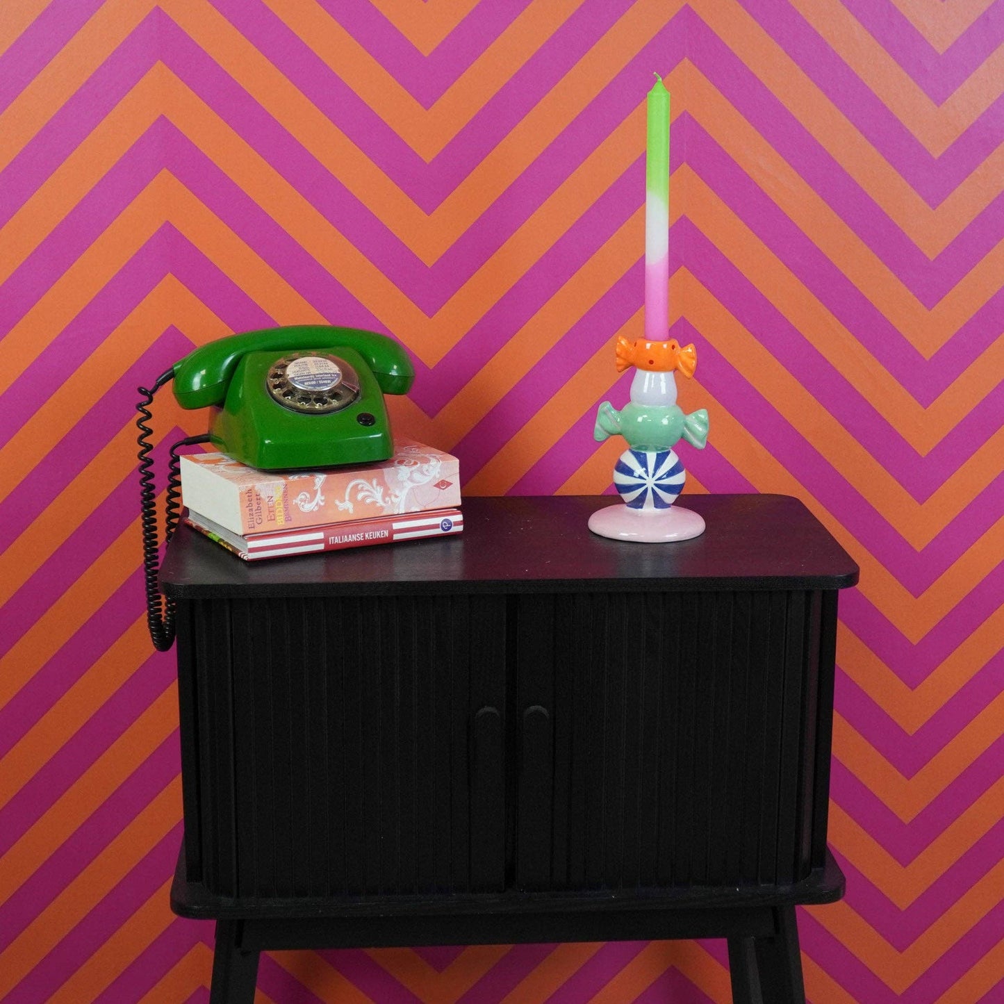 Toffee Candy Candle Holder - Multicoloured - 11x11x18cm