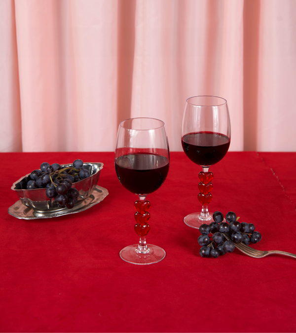 Coffret de deux verres à vin coeurs