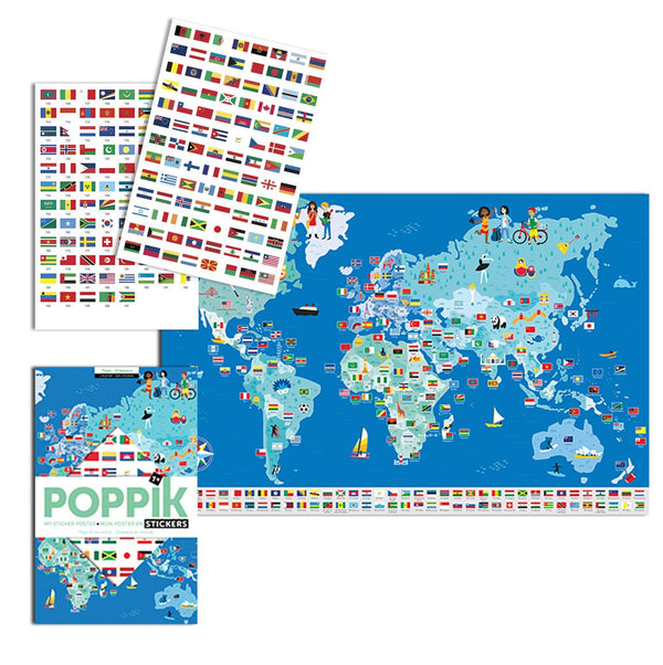 Vlaggen - Stickerposter - Ontdekking geïnspireerd op Montessori