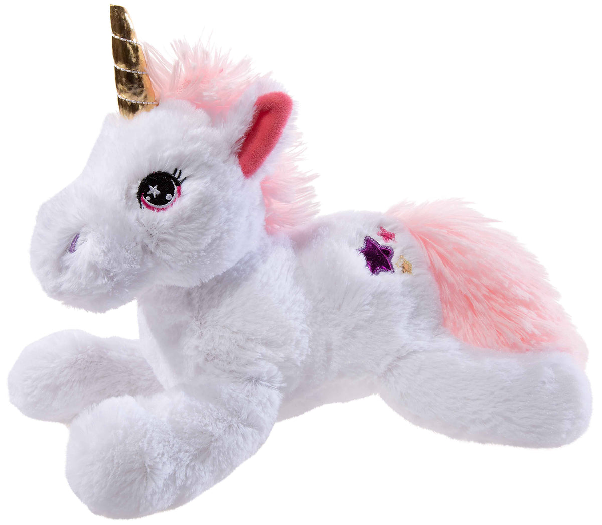 Heunec witte liggende eenhoorn M knuffel — 30 cm