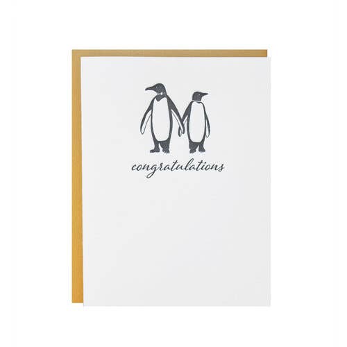 Trouwkaart met felicitaties - Pinguïns