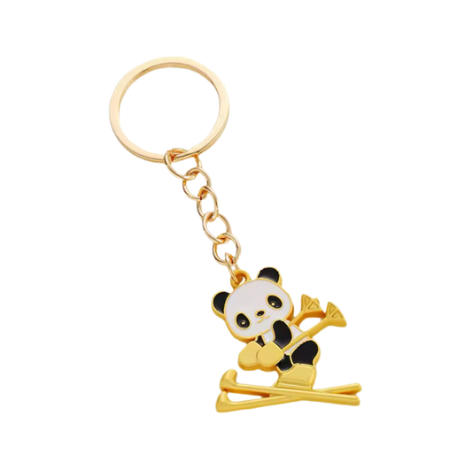 Skiing Panda Keychain