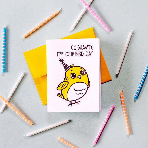 Carte d'anniversaire Oiseau « Oo Swawty, It’s your Bird-day »