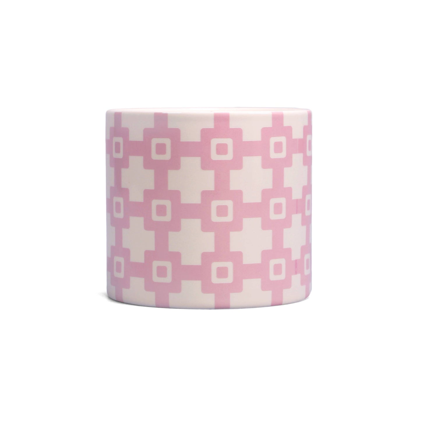 Keramische bloempot (11 x 11 cm) - Tegels (roze geometrisch)