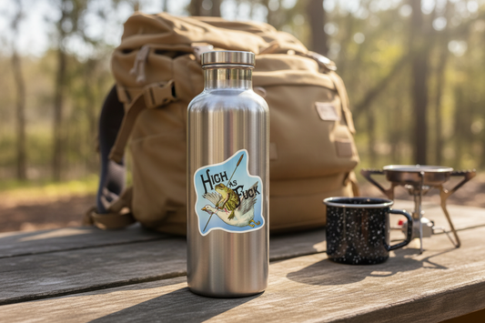 Autocollant Grenouille avec Oie "High as Fuck"