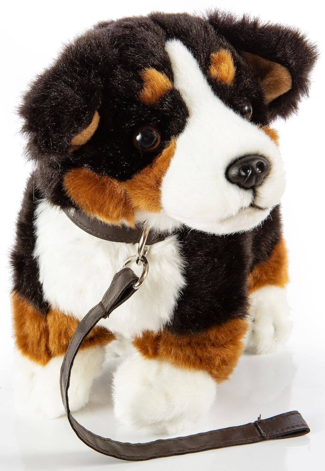 Peluche Bouvier bernois, debout (avec laisse)