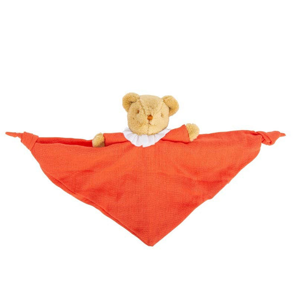 Ours Triangle Doudou Avec Hochet - Coton Bio Corail