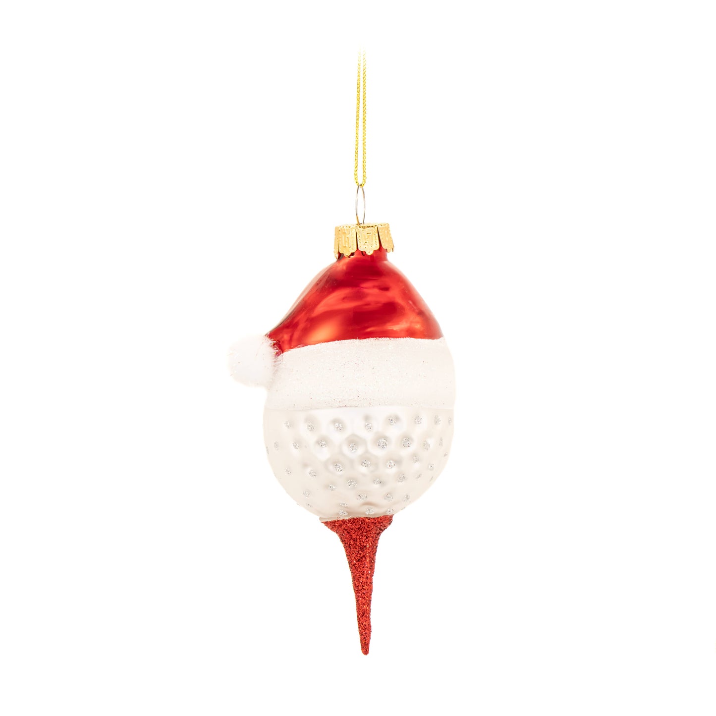 Kerstbal in de vorm van een feestelijke golfbal