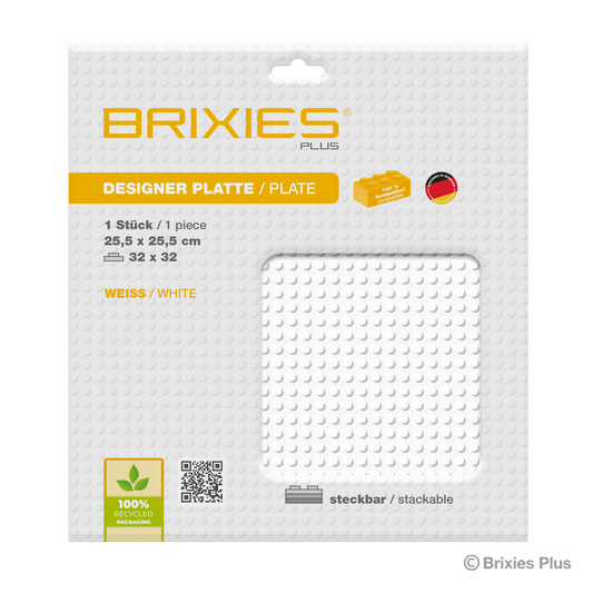 BRIXIES Plus Basis Platte Weiß 32 x 32 Noppen