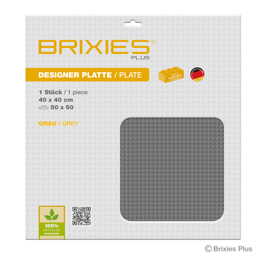 BRIXIES Plus Basis Platte Grau 50 x 50 Noppen