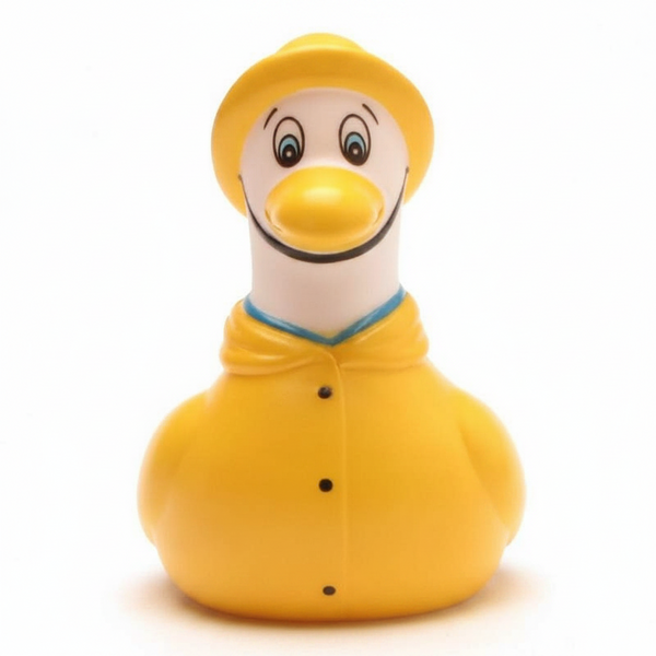Meeuw in een gele regenjas