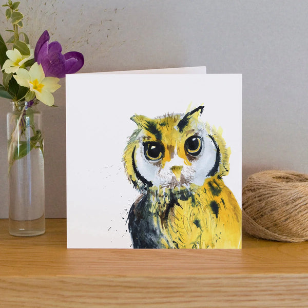 Wenskaart met aquarel uil