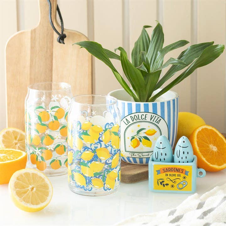 Can-Shaped Glass with Lemon Print