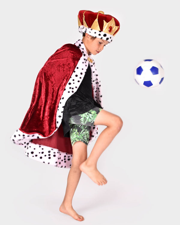 Cape de roi en velours rouge pour enfants 4-8 ans, tailles 98-128 cm