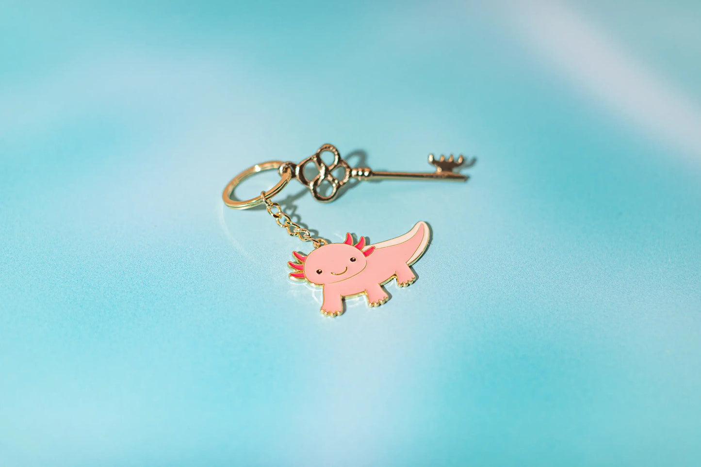 Axolotl enamel keychain
