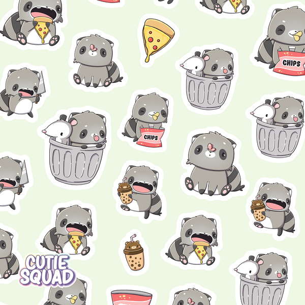 Whimsical Raccoons Sticker Sheets