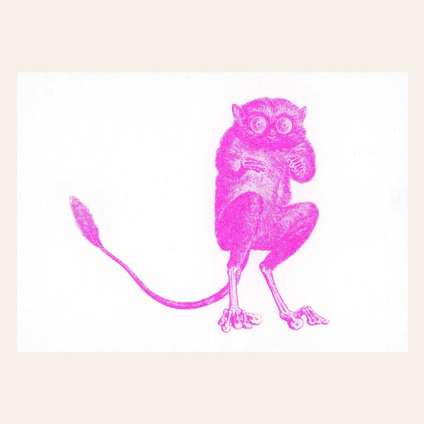 Neonroze spookdier ansichtkaart