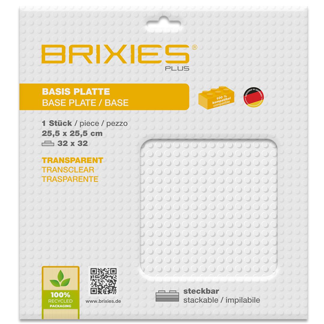 BRIXIES Plus Basis Platte transparent 32 x 32 Noppen