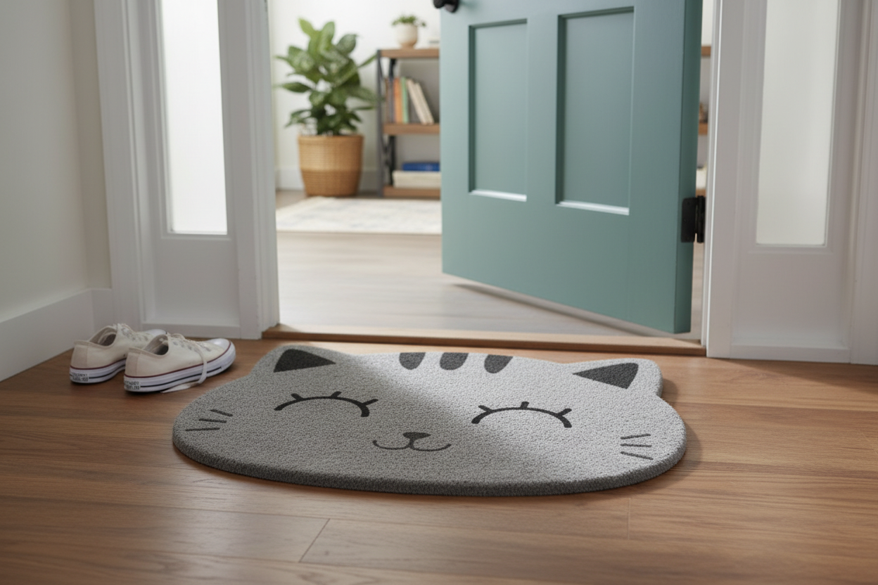 Paillasson chat gris