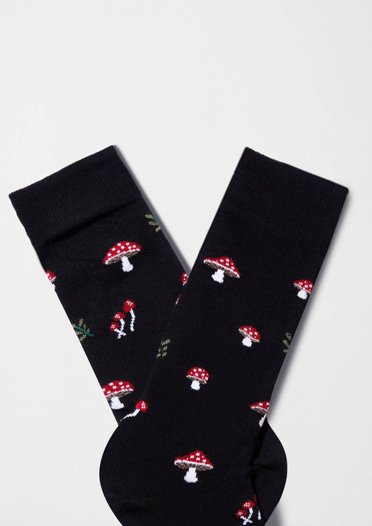 BeMushroom Black - Chaussettes en Coton Bio 100%