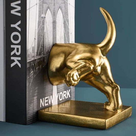 S/2 Teckel Boekensteunen, Goud 27,5 x 14 x 20 cm