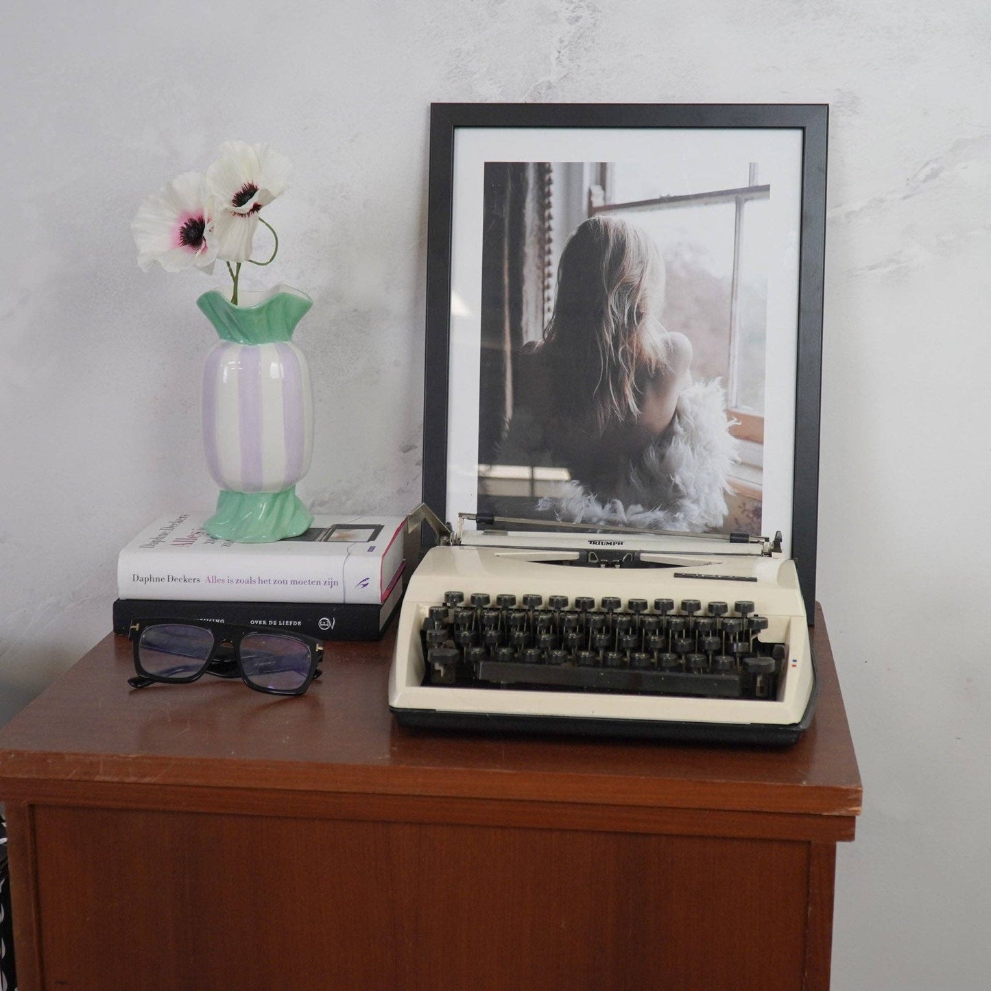 Vaas - Bonbon Toffee Bloemenvaas - Mint/Lila - 9,5x9,5x21cm