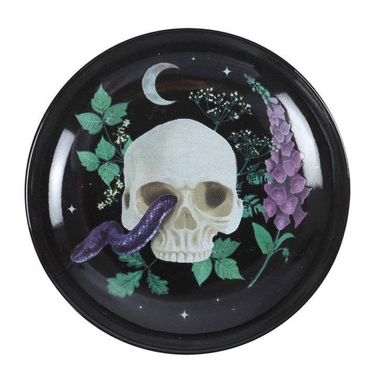 Venom & Vines Gothic Ceramic Trinket Dish with Skull and Snake