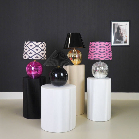 Lampe - Boule à facettes - Verre - Rose - 20x20x20cm