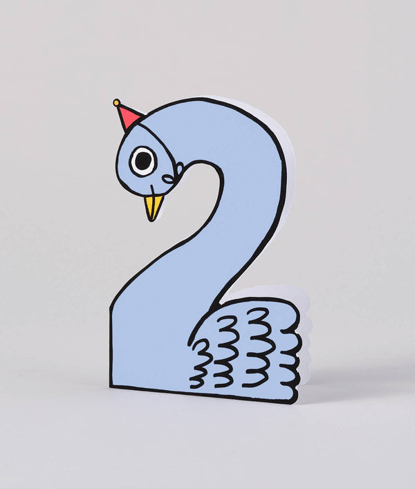 Verjaardagskaart met zwaanmotief voor 2 jaar
