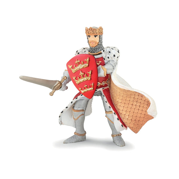 Figurine Roi Arthur rouge Papo - personnage médiéval