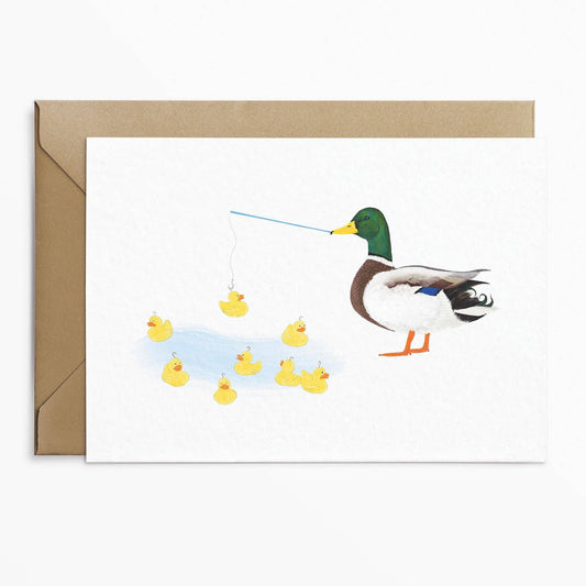 Carte de vœux Canard à la Pêche aux canards
