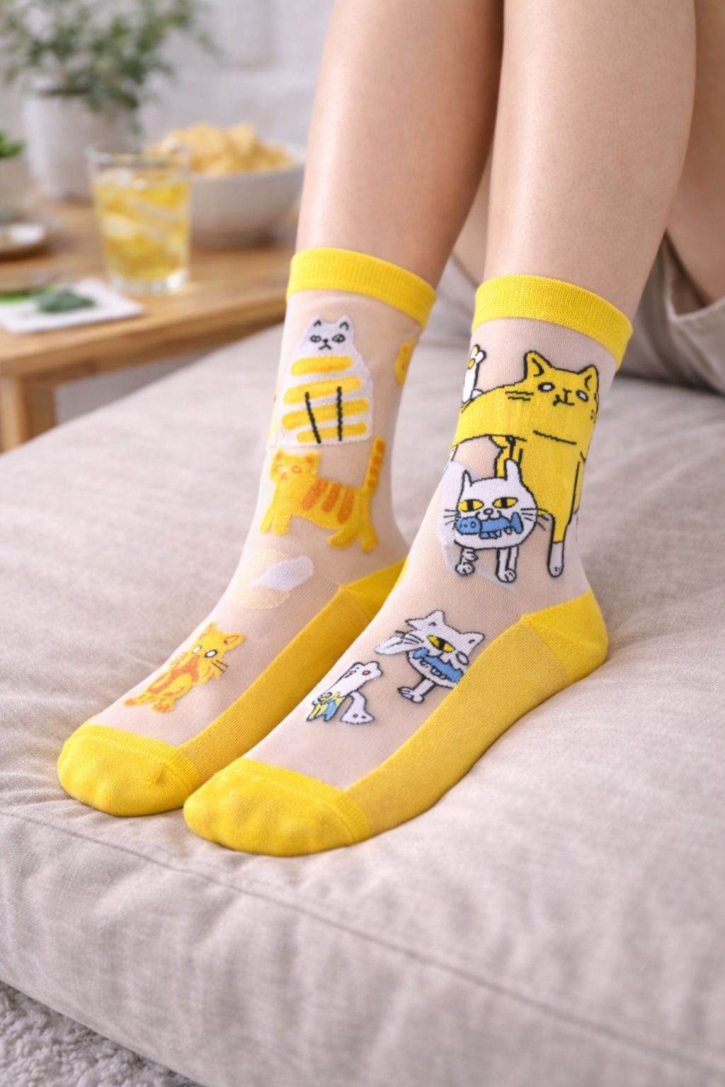 Chaussettes Transparentes Chats
