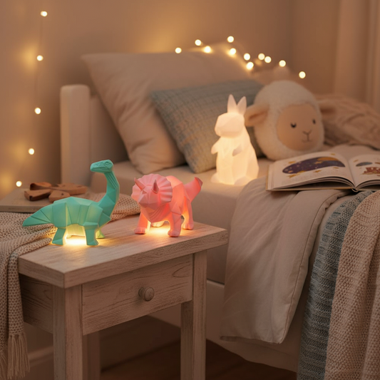 Geometric Dinosaur & Rabbit Lamp