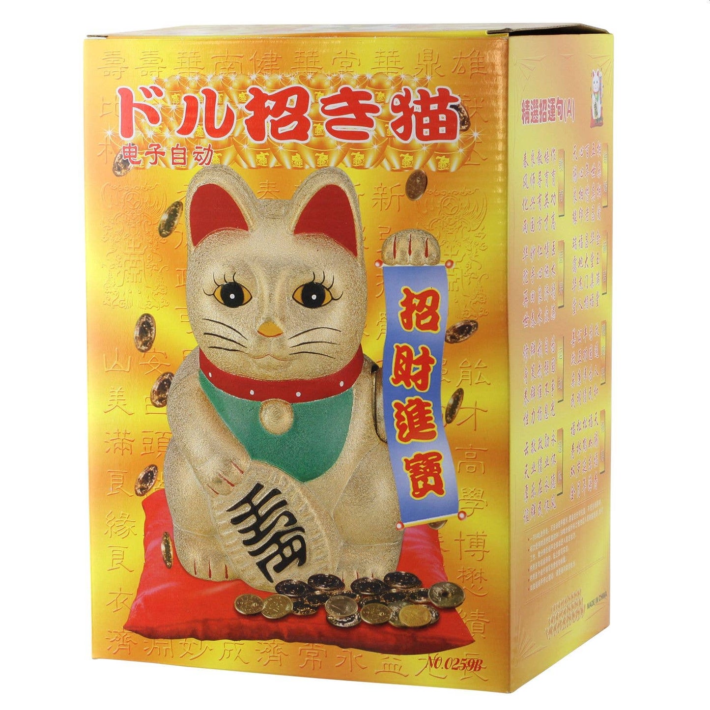 Maneki-neko gelukskat, golvende kat, 25 cm, wit
