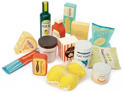 Tender Leaf Jour du Marché: SET D'ÉPICERIE DE SUPERMARCHÉ 26x29x14,5cm, en bois, en boîte 19,3x9,5x19,7cm, 3+