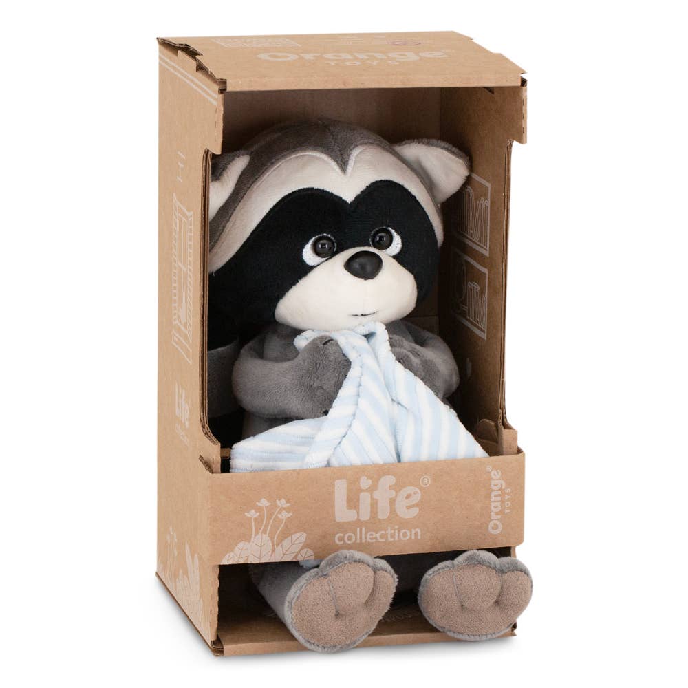 Denny the raccoon plush toy with towel, 20 cm