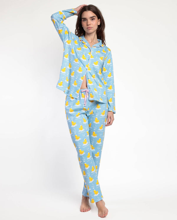 Women's Long-Sleeved Open Pajamas - "Sweet Duckling"