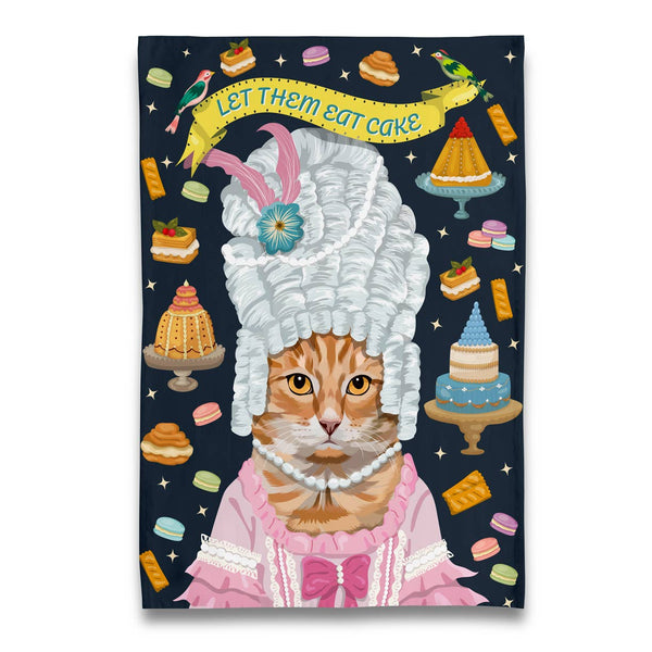 Marie Antoinette Oranje Kat Theedoek "Laat ze taart eten"