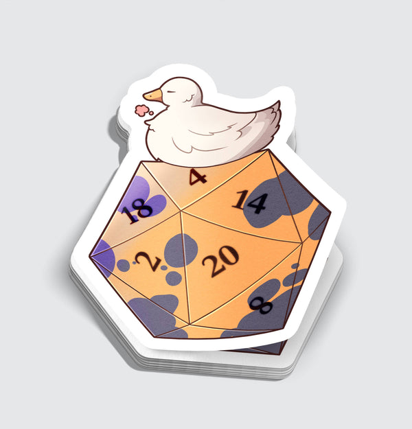 Autocollant Canard assis sur Polyédrique D20
